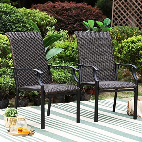 Sophia & William High-Back & Oversized Outdoor Rattan Dining Chairs Set of 2 Patio