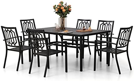 Sophia & William Outdoor Table and Chairs Set for 6, Metal Patio Table Furniture Set