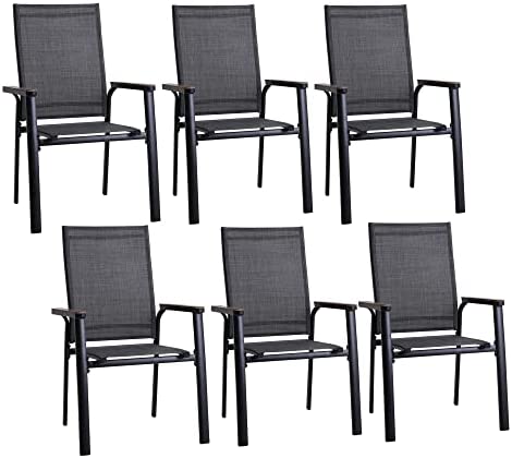 Sophia & William Patio Dining Chairs 6 Pieces Aluminium Patio Chairs Lightweight