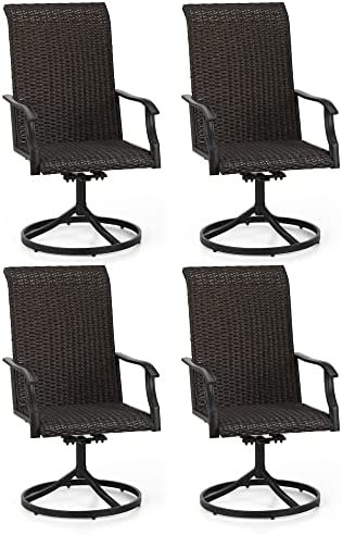 Sophia & William Patio Dining Chairs, High Back Rattan Chairs Set of 4, Swivel Dining