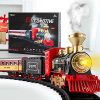 TEMI Train Set with Steam Locomotive Engine, Cargo Car and Long Track for Toddlers