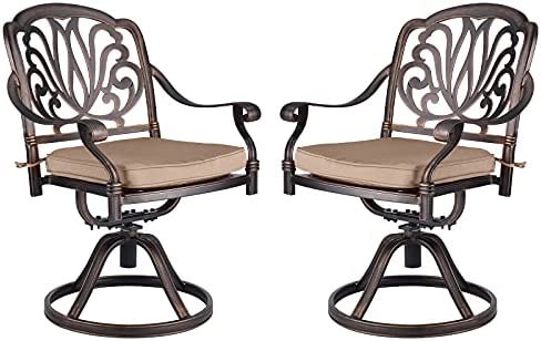 TITIMO 2 Piece Outdoor Bistro Dining Chair Set Cast Aluminum Dining Chairs for Patio