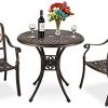 TITIMO 3 Piece Outdoor Bistro Table Set Cast Aluminum Table and Chairs Patio