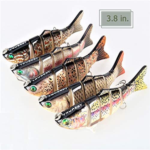 TRUBEST 5pcs Fishing Lures for Bass Trout, 4-6? Segmented Multi Jointed Swimbaits