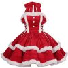Taamlou Ladies Christmas Solid Color Fashion Warm Halter Dress Set with Cape Dress Up