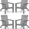 Tangkula Adirondack Chair Acacia Wood Outdoor Armchairs, Weather Resistant for Patio
