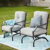 Top Space Rocking Patio Chairs Outdoor Metal Furniture Motion Spring Chair Black