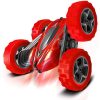 Toys Remote Control Car for Kids: Red 4WD Stunt RC Cars with 2 Rechargeable Battery -