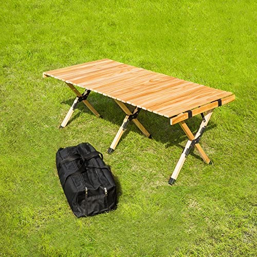 Travel Camping 4ft Folding Low Height Table Portable Wooden Outdoor Picnic Table Cake
