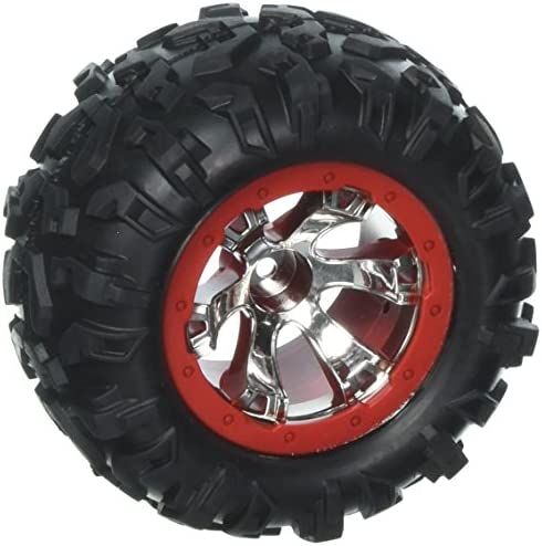Traxxas 7272 1/16th Scale Canyon AT Tires Pre-Glued on Chrome, Geode Wheels, Red