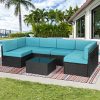 U-MAX 7 Pieces Outdoor Patio Furniture Set, All Weather Black PE Rattan Wicker Sofa