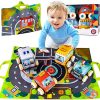 UNIH Pull-Back Vehicle Baby Toys of Soft Plush Car Set with Play Mat (Storage Bag),