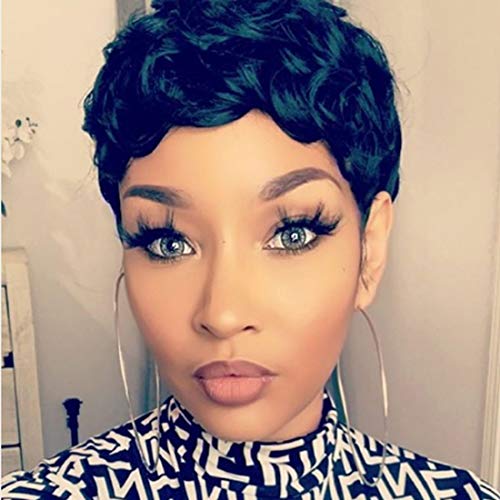 VCK Short Pixie Cut Wigs for Black Women Natural Wavy Synthetic Hair Wigs Short