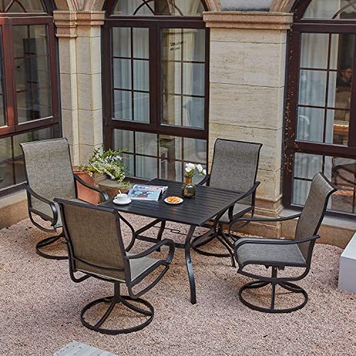 VICLLAX 5-Pieces Outdoor Furniture Dining Set for 4, Square Outdoor Dining Table with