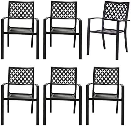 VICLLAX Outdoor Metal Bistro Dining Chairs Set - Patio Stackable Chairs, Set of 6