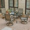 VICLLAX Patio Dining Set for 4, Textilene Swivel Dining Chairs and Square Dining