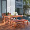 VIFAH V98SET78 Radisson 4-Piece Wood Small Outdoor Dining Set with 59" Table,