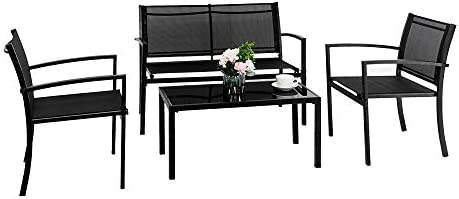 VINGLI 4 Pieces Patio Conversation Set Patio Furniture Set with Loveseat and Coffee
