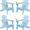 VINGLI Plastic Adirondack Chairs Set of 4, Folding with Cup Holder, Waterproof HDPE