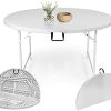 Vilobos Round Folding Table, 53” Dia Portable Plastic Table Comfortable for 6 to 8