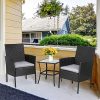 Vongrasig 3-Piece Porch Furniture Sets, Small Outdoor Black Wicker Rattan Patio