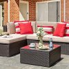 Vongrasig 5 Piece Patio Furniture Sets, All-Weather Brown PE Wicker Outdoor Couch
