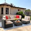 Vongrasig 6 Piece Small Patio Furniture Sets, Outdoor Sectional Sofa All Weather PE