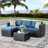 Walsunny Outdoor Furniture Patio Sets,Low Back All-Weather Small Rattan Sectional