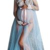 Women Lace Maternity Dress Pregnancy Pregnants Photography Props Ruffles Long Sleeve