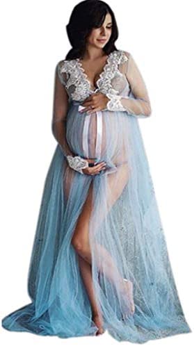 Women Lace Maternity Dress Pregnancy Pregnants Photography Props Ruffles Long Sleeve