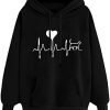 Womens Hoodies Casual Crew Neck Printed Hooded T Shirt Loose Tunic Blouse Tops