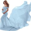 Womens Off Shoulder Maternity Dress Mermaid Chiffon Gown Maxi Photography Dress for