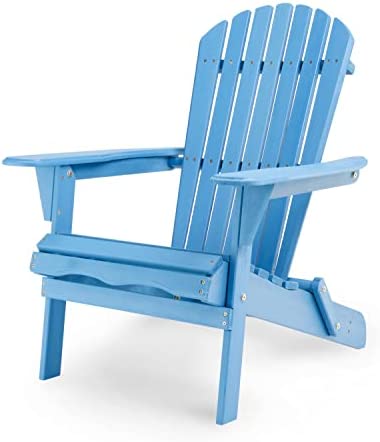 Wooden Folding Adirondack Chair, Outdoor Cypress Wood Reclining Chair for Patio