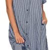 YOZLY House Dress Women Cotton Duster Robe Short Sleeve Housecoat Button Down
