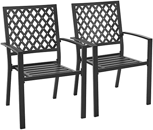 Yaheetech Patio Dining Chairs, 300lbs Wrought Outdoor Metal Chair with Armrests,
