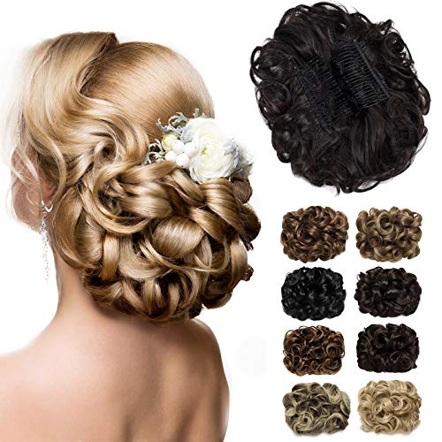 Yamel Messy Bun Scrunchie Chignon Hairpiece Updo Curly Bun Extension Combs in Messy