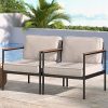ZINUS Savannah Aluminum and Bamboo Outdoor Armchairs with Cushions - Set of 2 /
