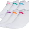 adidas Womens Athletic Cushioned No Show Socks With Arch Compression (6-pair)