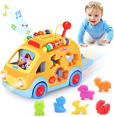 iPlay, iLearn Toddler Music Bus Toys, Baby Musical Busy Learning Toy W/ Animal