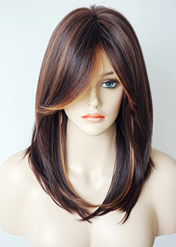 womens wigs for white women Medium Length wig Layered Wigs Light Brown Color with