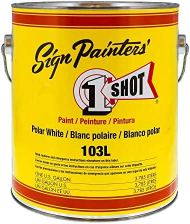 1 Shot Lettering Polar White Pinstriping Lettering Enamel Paint, Gallon