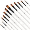 12pcs Acrylic Paint Brushes Set, Flat Tip Nylon Hair Artist Paint Brushes for Acrylic