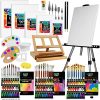 134 Piece Art Painting Supplies Set. Kit Includes Easel, Canvases, and 3 Types of