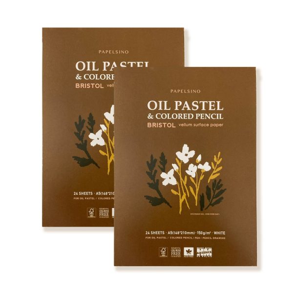 2 Pack of Papelsino, Bristol Paper Sketchbook for Dry Media Oil Pastel, Colored