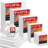 20 Packs Stretched Canvases with Multi Pack 4x4", 5x7", 8x10",9x12", 11x14" (4 of