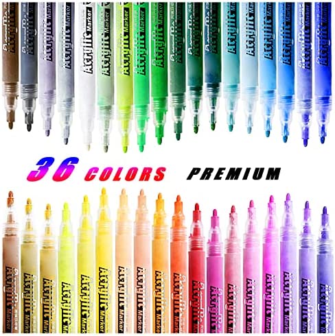 36 Colors Acrylic Paint Marker Pens, Premium Acrylic Paint Pens Set for Rock, Wood,