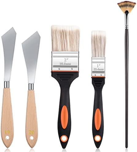 5 Pieces Painting Knife Set Background Blender Brush and Fan Blender Artist Brush
