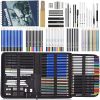 84 Pack Drawing Pencils Set with Sketchbook & Charcoal, Graphite, Watercolor,