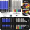 ADAXI 43 Pieces Drawing Pencils for Sketching Kids, with Two Sketchbooks & Black