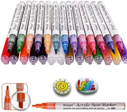 Acrylic Paint Pens for Rocks Painting, Stone,Ceramic, Glass, Wood, Canvas. Beager 30